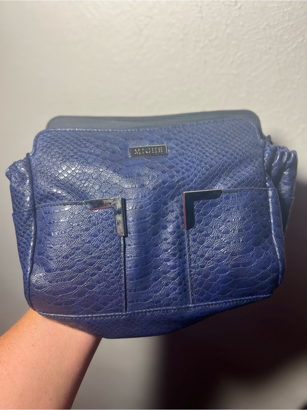 Miche Demi McCall Shell Blue-Embossed faux Leather Bag